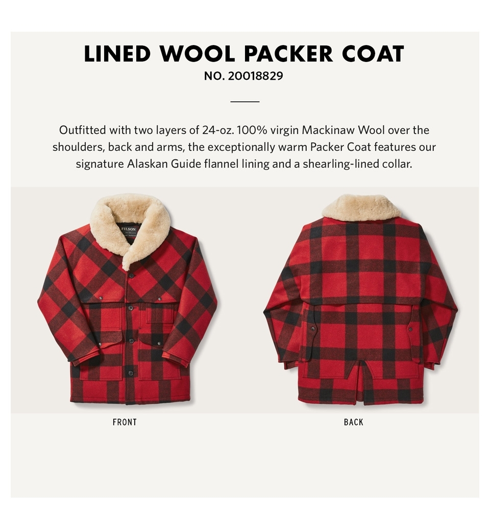 Filson Wool Packer Coat Red/Black made with extremely durable, rain ...