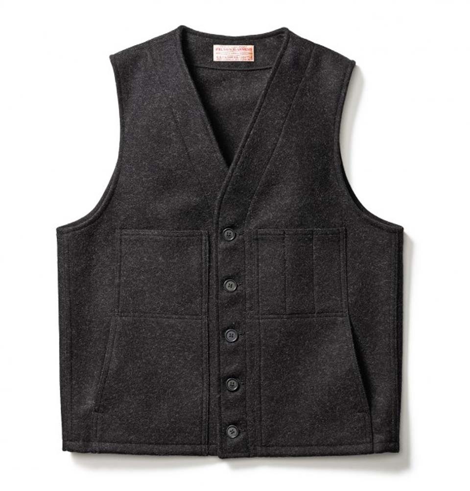 Filson Mackinaw Wool Vest Charcoal, durable, naturally rain-repellent ...