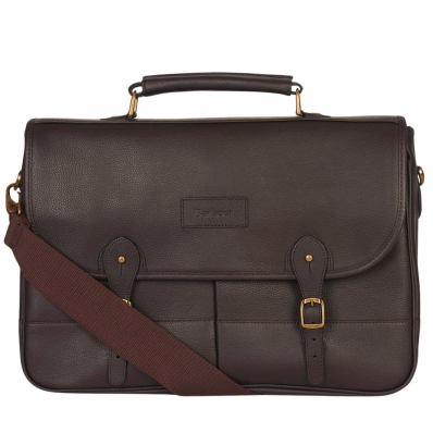 Barbour Leather Briefcase Chocolate