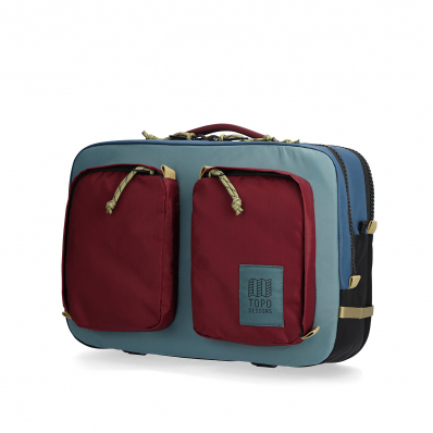 Topo Designs Global Briefcase Dark Denim/Burgundy front side