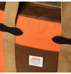 Filson Tin Cloth Tote Bag With Zipper Dark Tan/Flame front