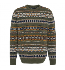 Barbour Case Fair Isle Crew Neck Sweater Willow Green