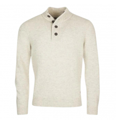 Barbour Patch Half Button Lambswool Sweater Pearl