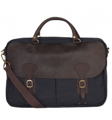 Barbour Wax Leather Briefcase Navy