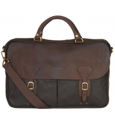 Barbour Wax Leather Briefcase Olive