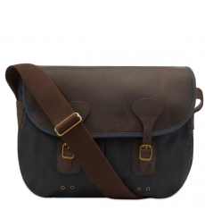 Barbour Wax Leather Tarras Shoulder Bag Navy