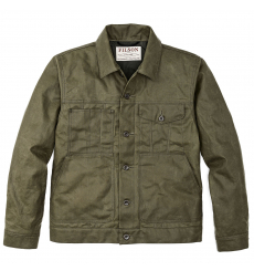 Filson Tin Cloth Short Lined Cruiser Jacket Military Green front