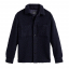 Portuguese Flannel Knitted Herringbone Overshirt Navy