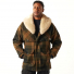 Filson Lined Mackinaw Wool Packer Coat Loden Heather Plaid wearing front