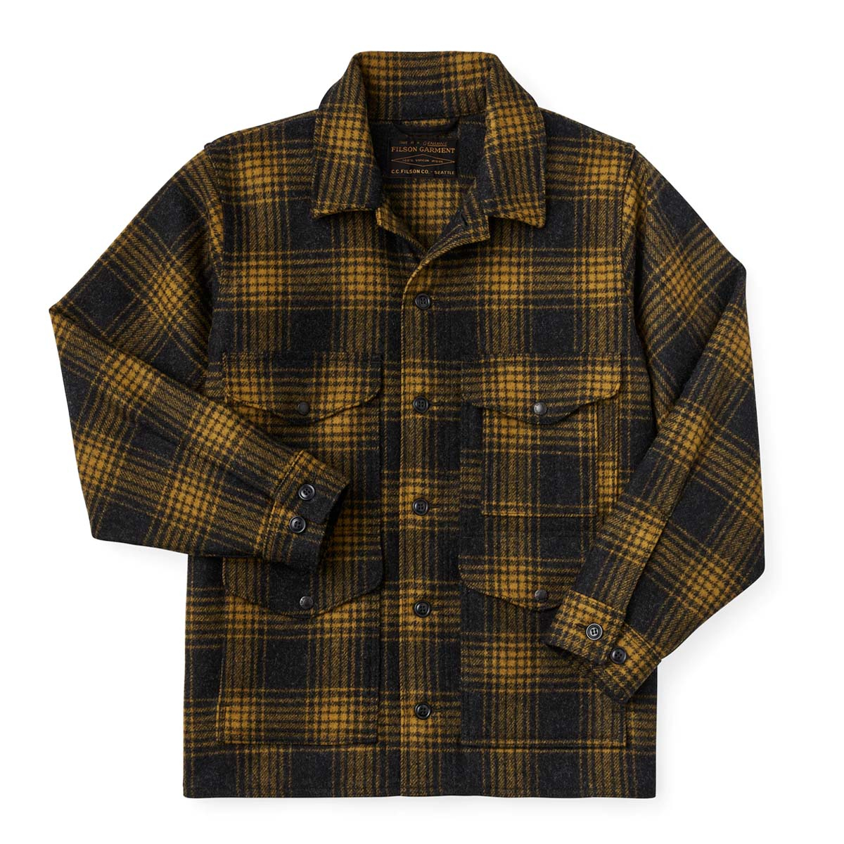 Filson Mackinaw Wool Cruiser Jacket Gold Ochre Omber, iconic