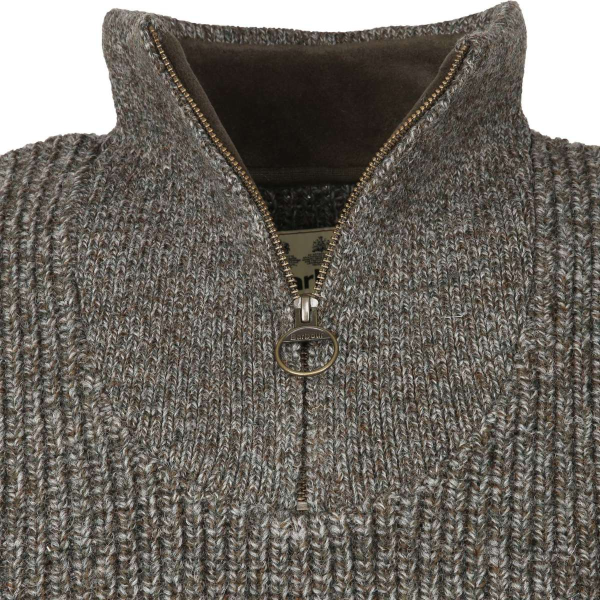 Barbour New Tyne Half Zip Knitted Jumper Derby Tweed , sweater made with premium lambswool