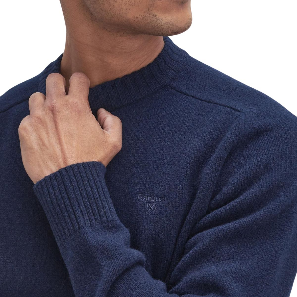 Barbour Grangetown Merino Crew Neck Sweater Navy, sweater made with premium Merino wool