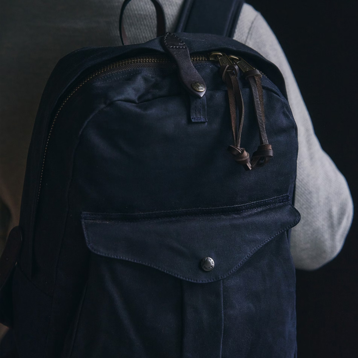 Filson Journeyman Backpack Navy, waterproof backpack that will last through decades of use, in any climate