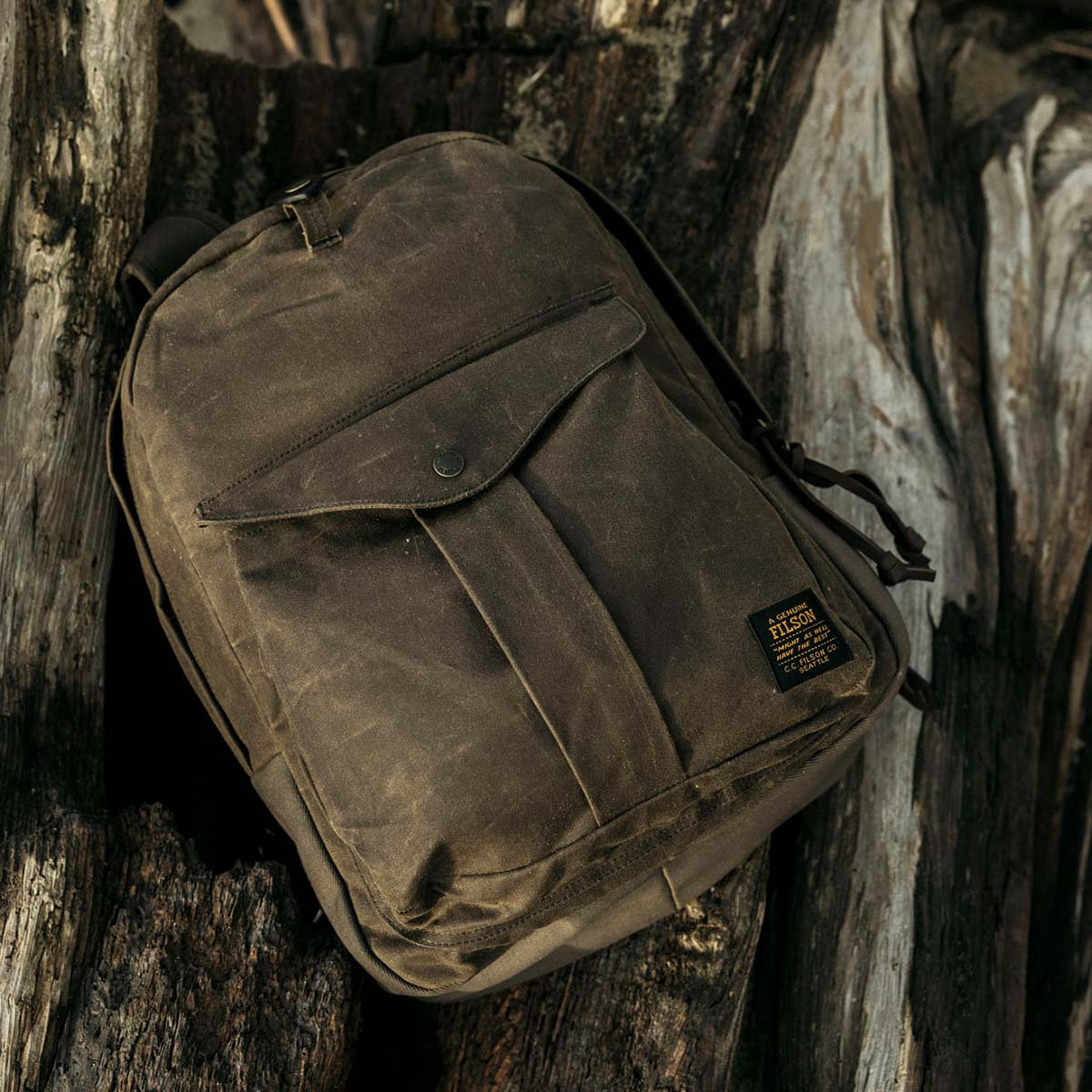 Filson Journeyman Backpack Otter Green, great for hiking and for hauling stuff around town