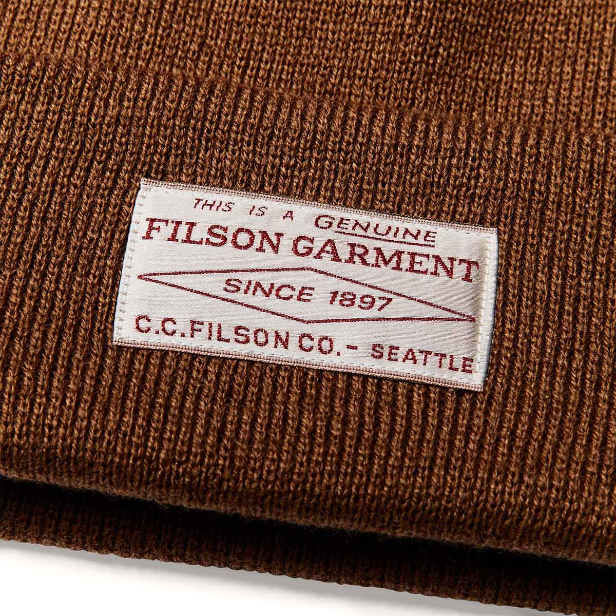 Filson Ballard Watch Cap Copper logo