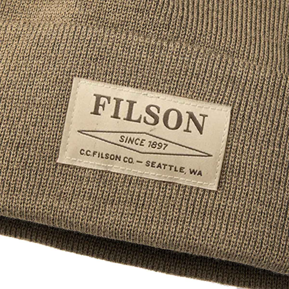 Filson Ballard Watch Cap Dark Mushroom logo