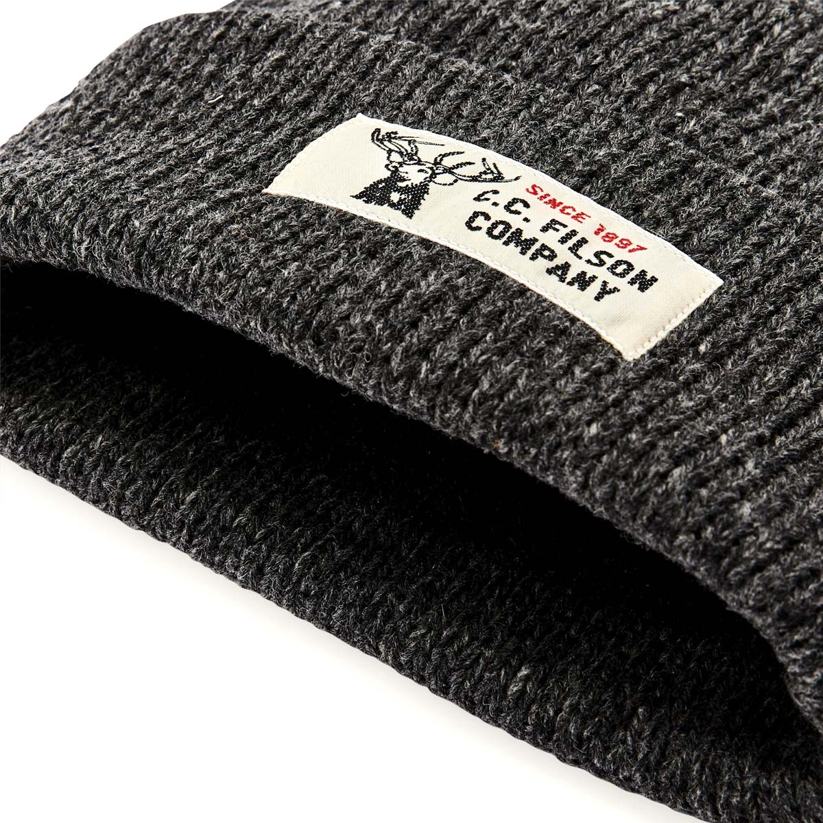 Filson Lined Ragg Wool Beanie Charcoal Black, keeps your head and ears warm