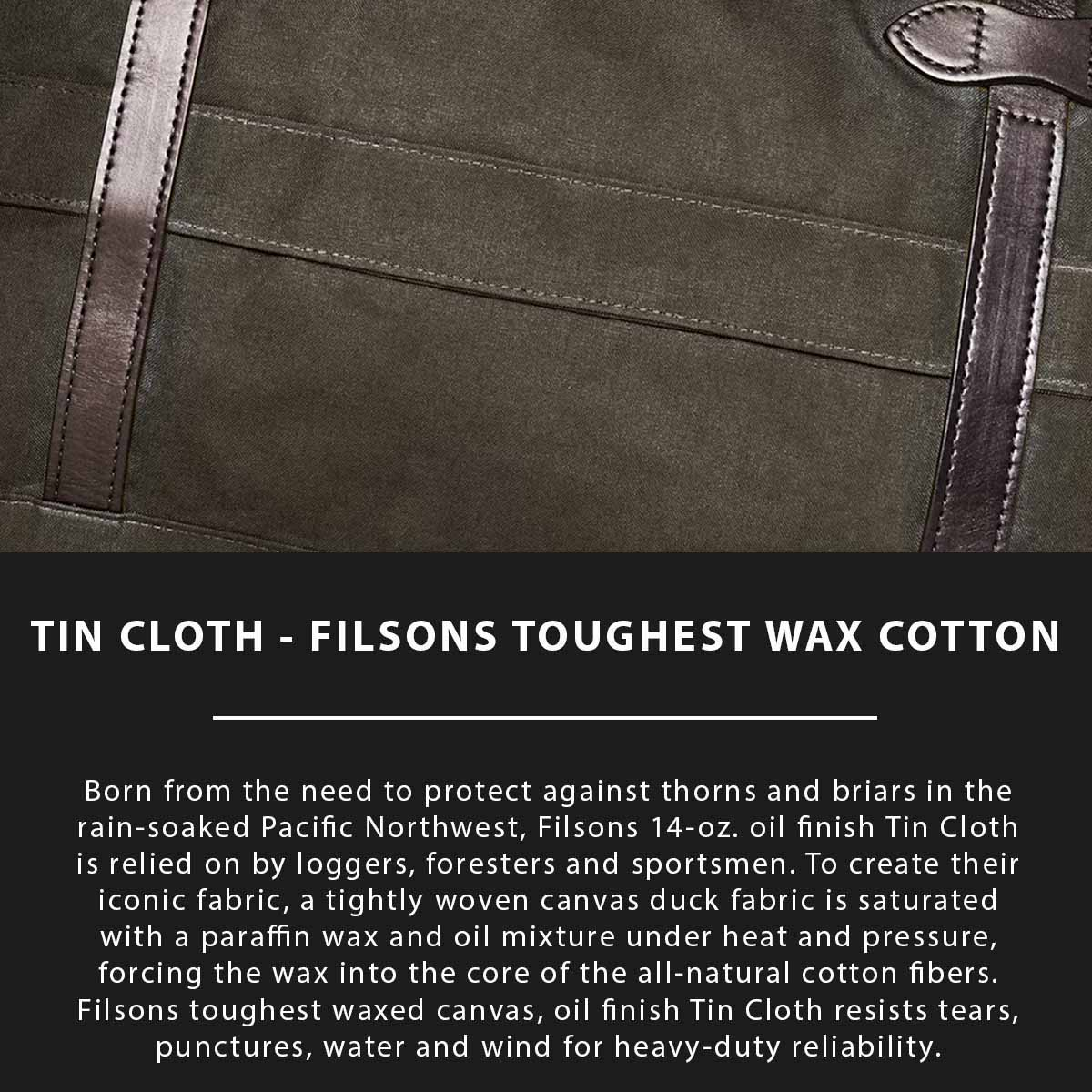 Filson 48-Hour Tin Cloth Duffle Bag Otter Green, Tin Cloth explaned