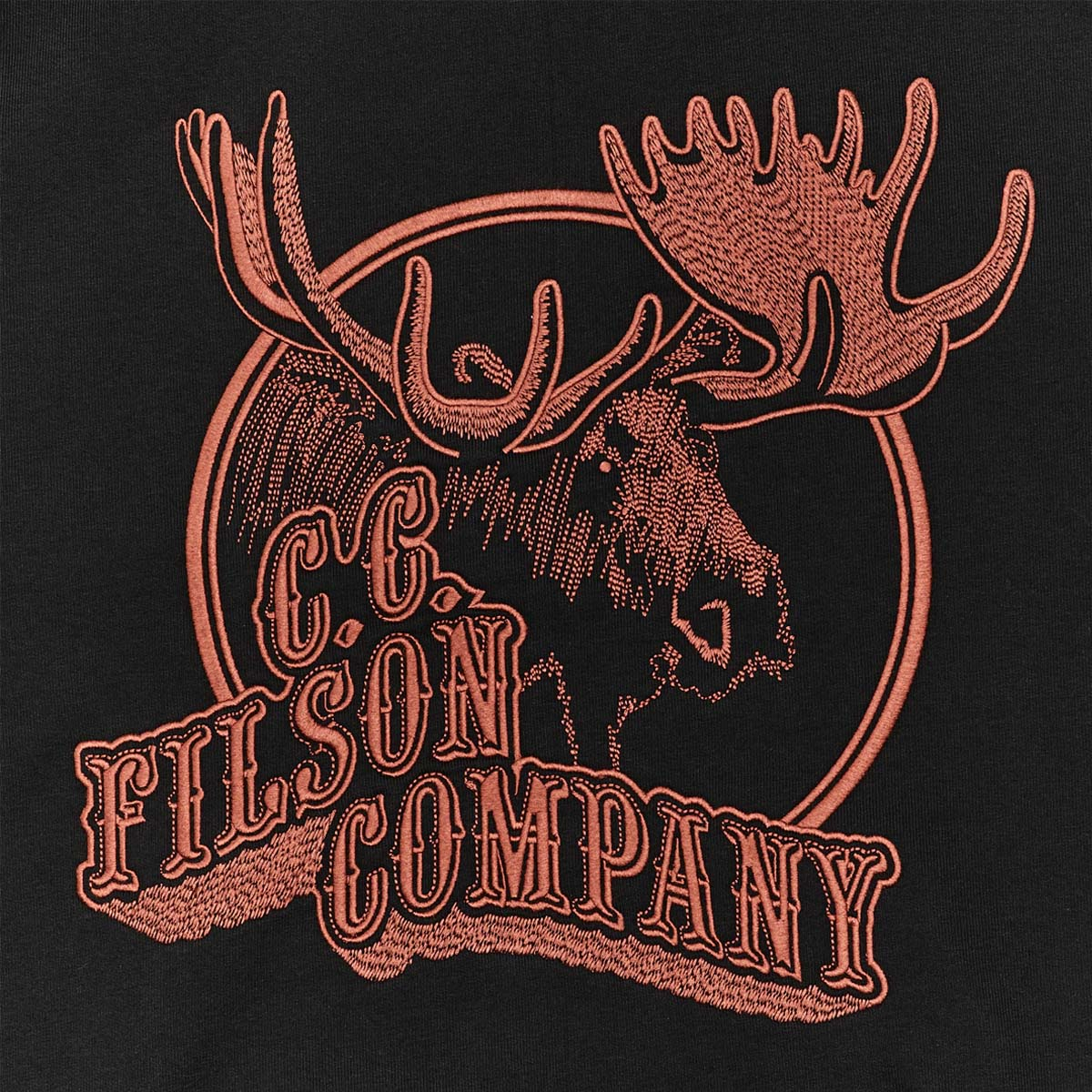 Filson Prospector Embroidered Hoodie Black/Moose, a cool-weather staple built for the long haul