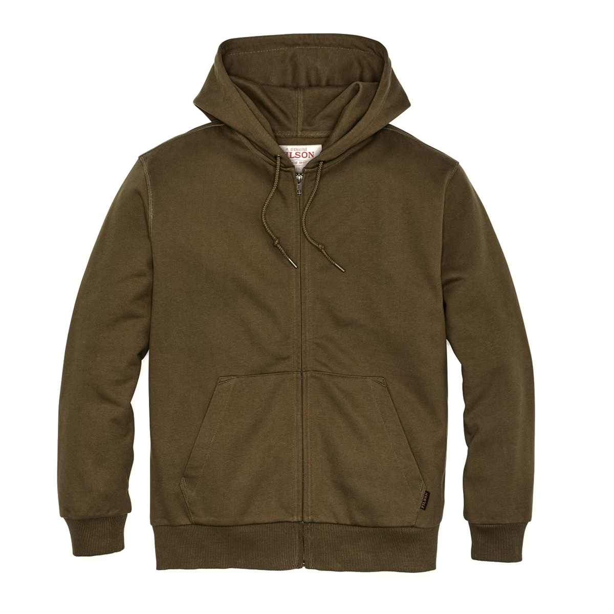 Filson Prospector Full Zip Hoodie Dark Olive, warm pullover that makes brisk days and cool evenings your favorite kind of weather