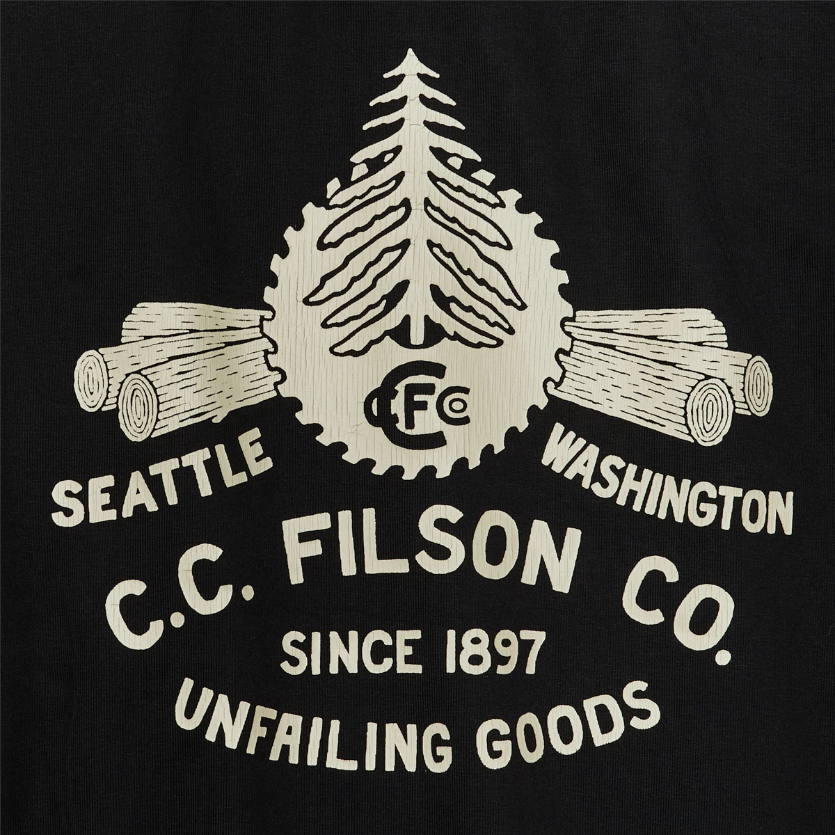 Filson Prospector Graphic Hoodie Black/Log Mill, graphic close-up