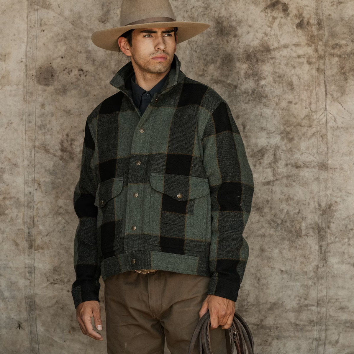 Filson Mackinaw Wool Work Jacket Graystone/Black Plaid, Pulled from the Filson archives and sewn in Seattle