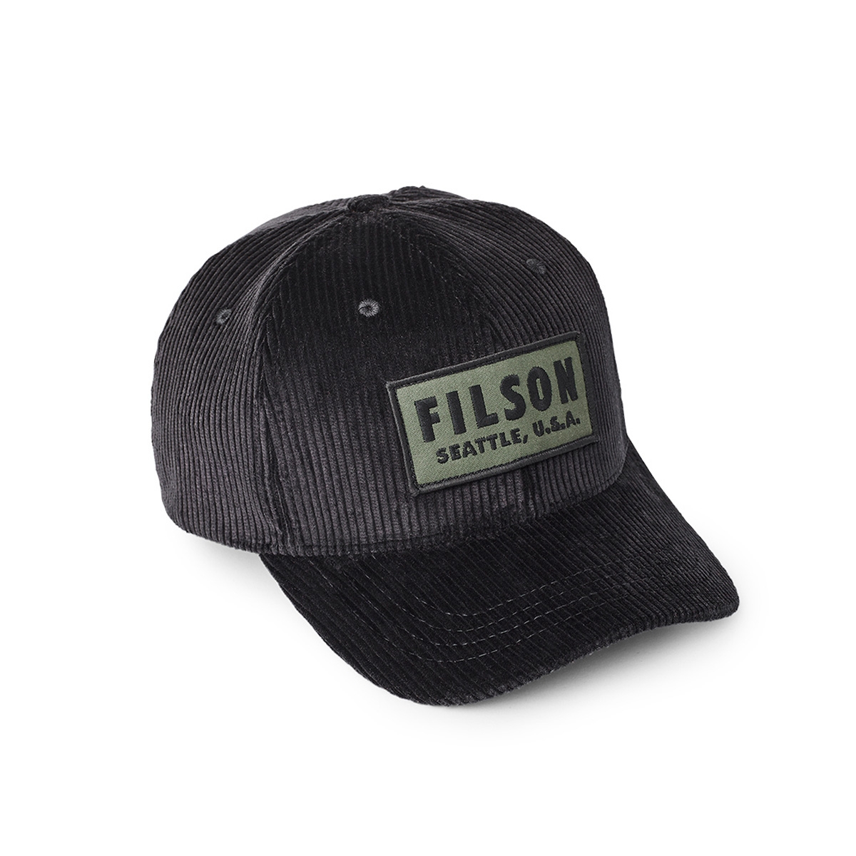 Filson Cord Logger Cap Black, heavyweight cotton corduroy with a low ...