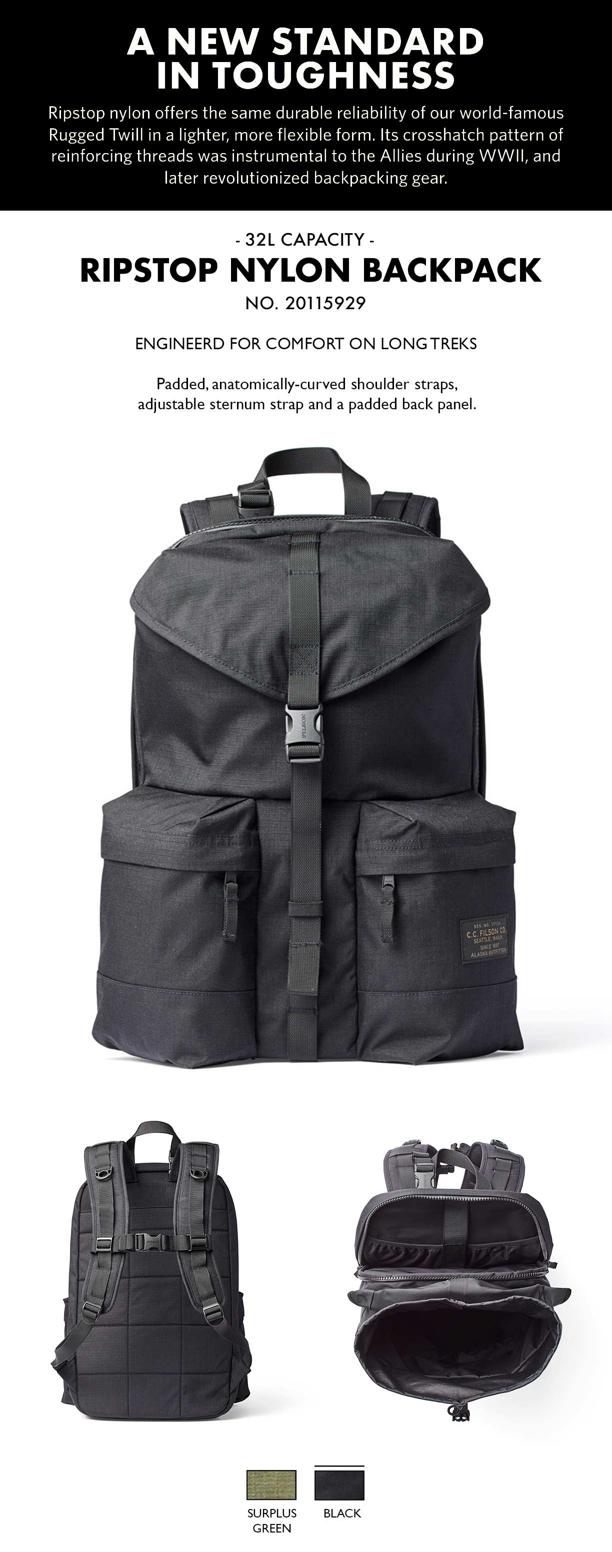 Filson Ripstop Backpack Black Product-information