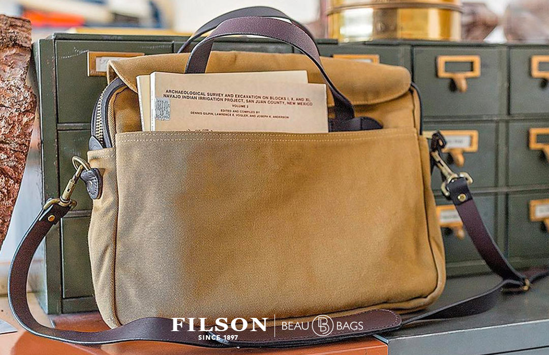 filson original leather trimmed briefcase