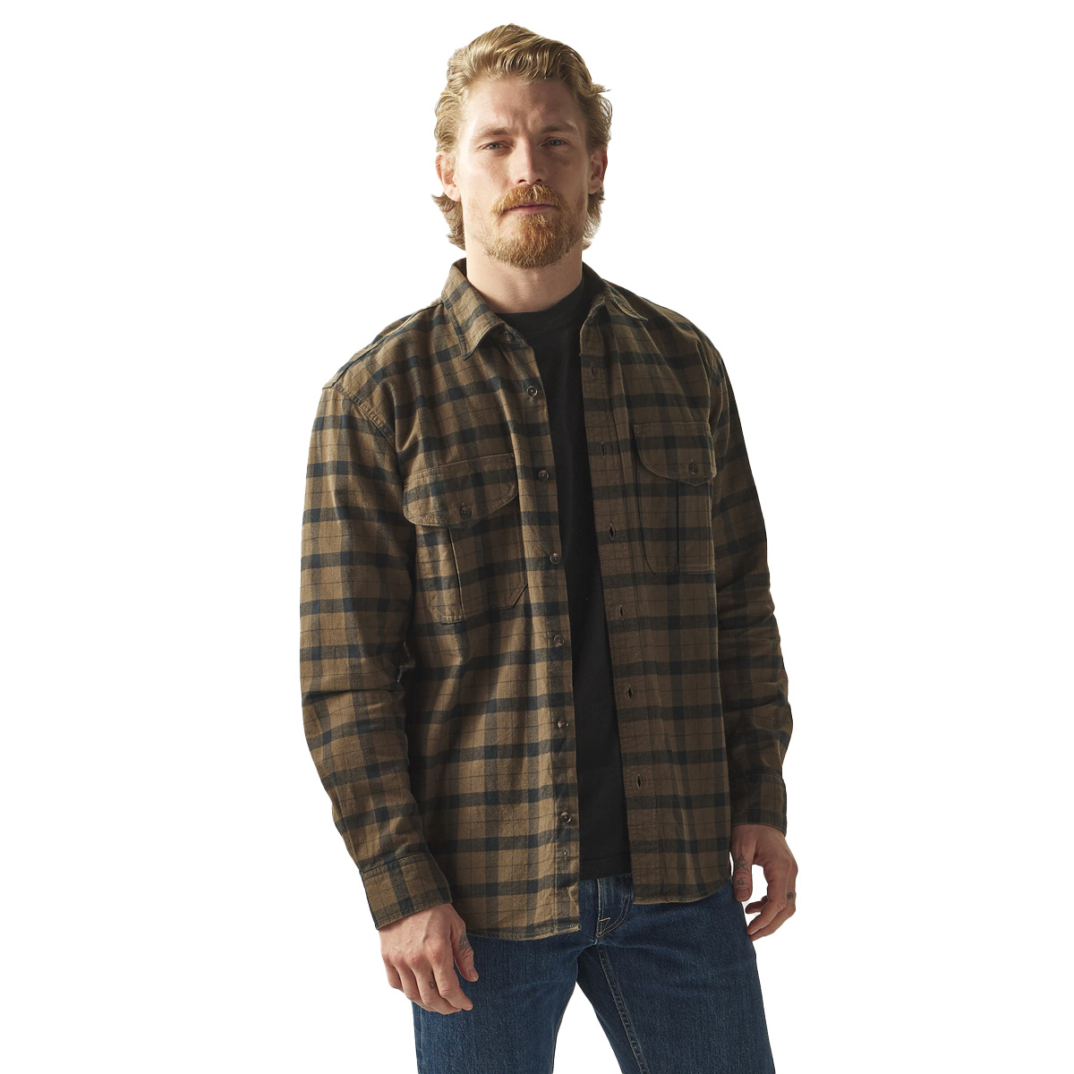 Filson Alaskan Guide Shirt Otter Green/Black Plaid, Build with 8-oz. cotton flannel that's renowned for its unique combination of durability, softness and warmth