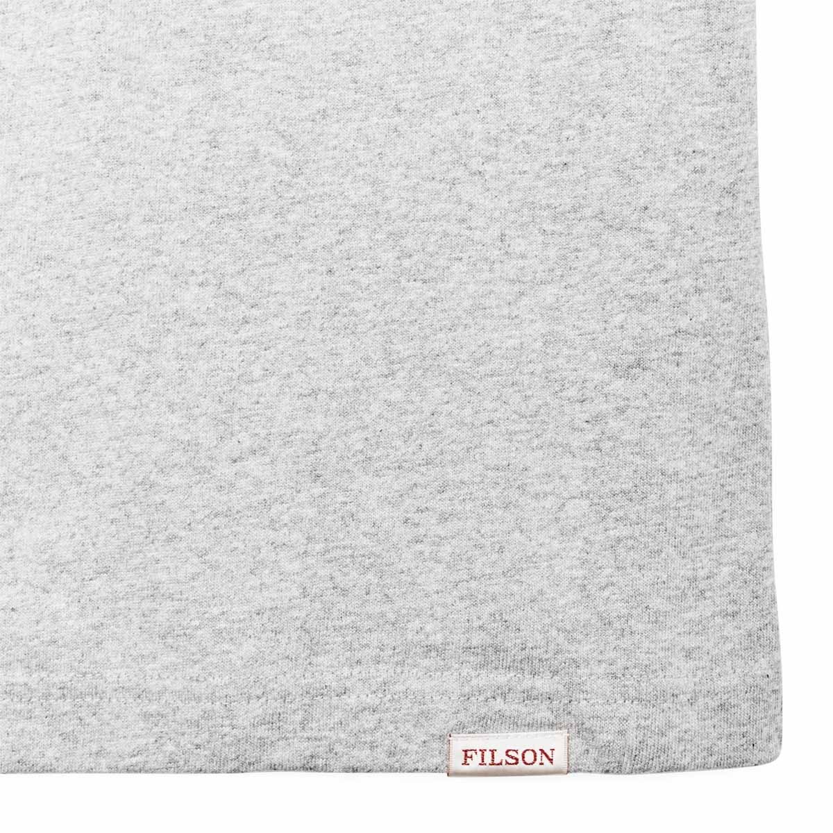 Filson Frontier Pocket T-Shirt Heather Gray, a heavy-duty shirt with a dry-hand feel that maintains its structure for season after season of wear