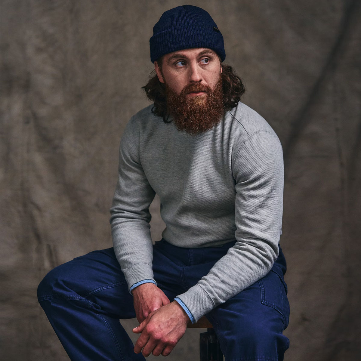 Filson Waffle Knit Thermal Crew Light Heather Gray, an ideal baselayer in cold weather conditions