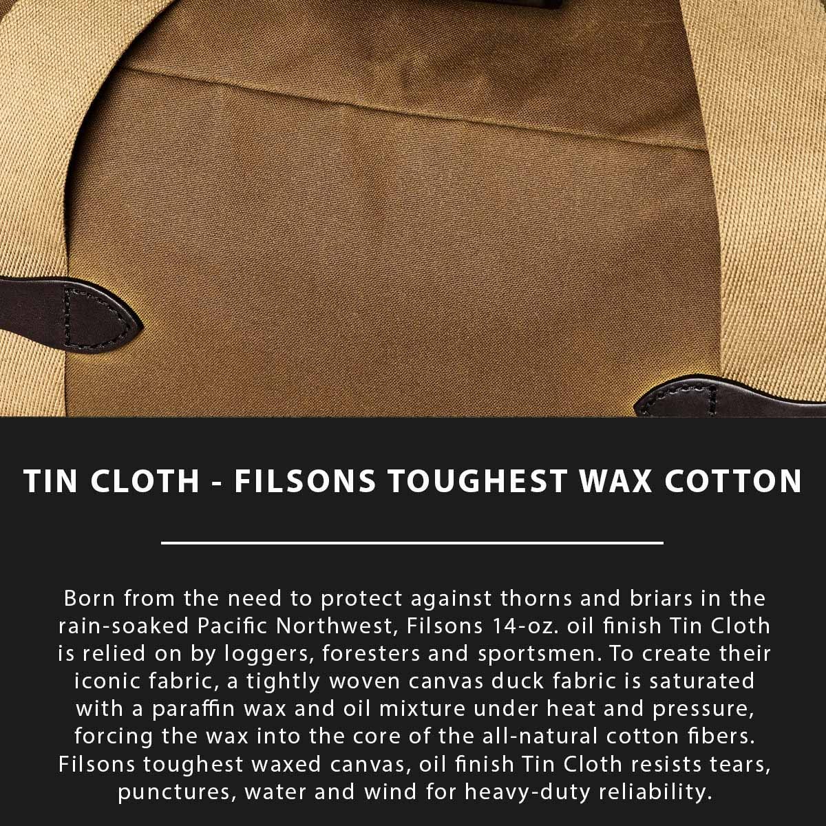 Filson Tin Cloth Tote Bag With Zipper Dark Tan, Tin Cloth Explaned