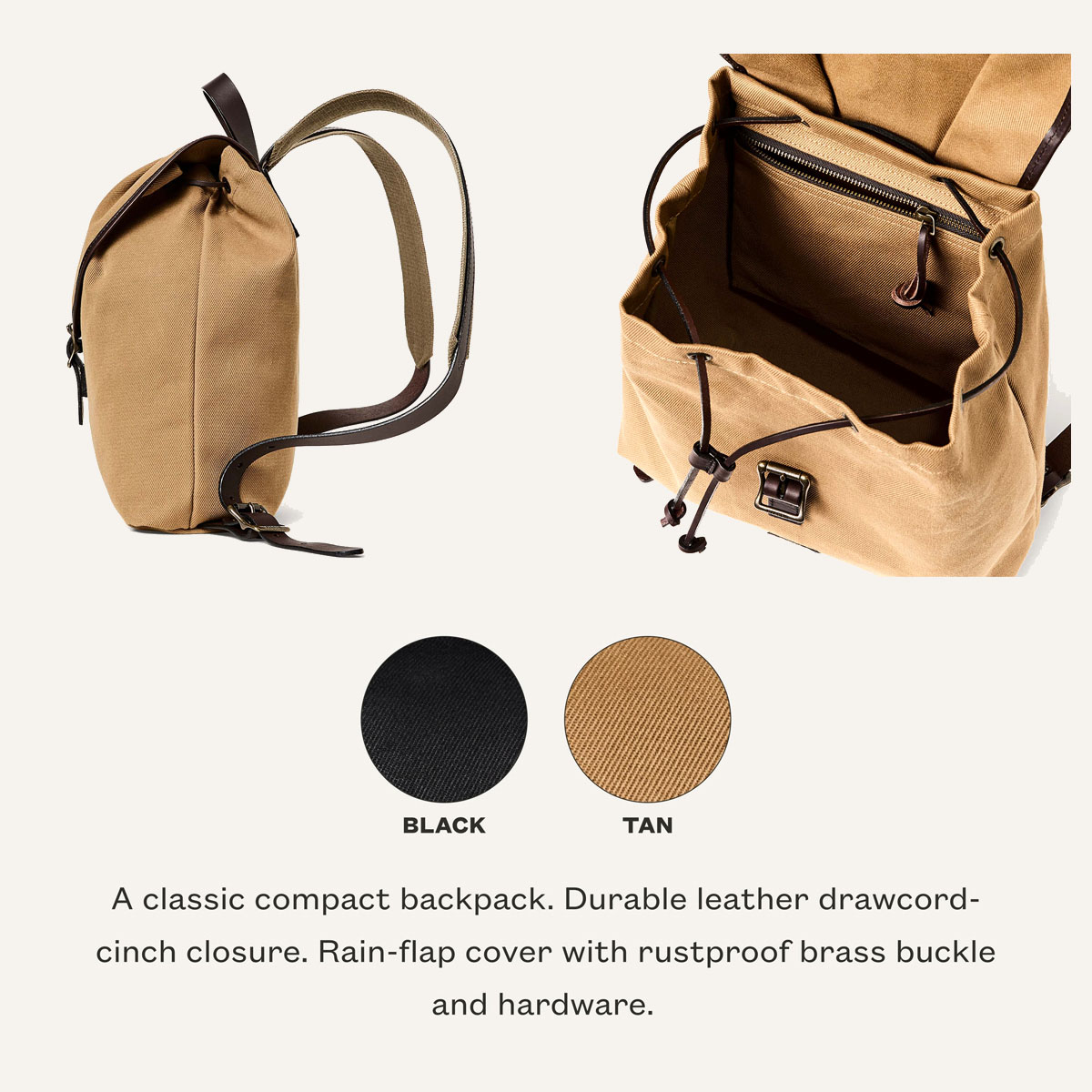 Filson Rugged Twill Drawstring Backpack Tan is super sturdy and ideal for small items you like to have with you when you are on the move