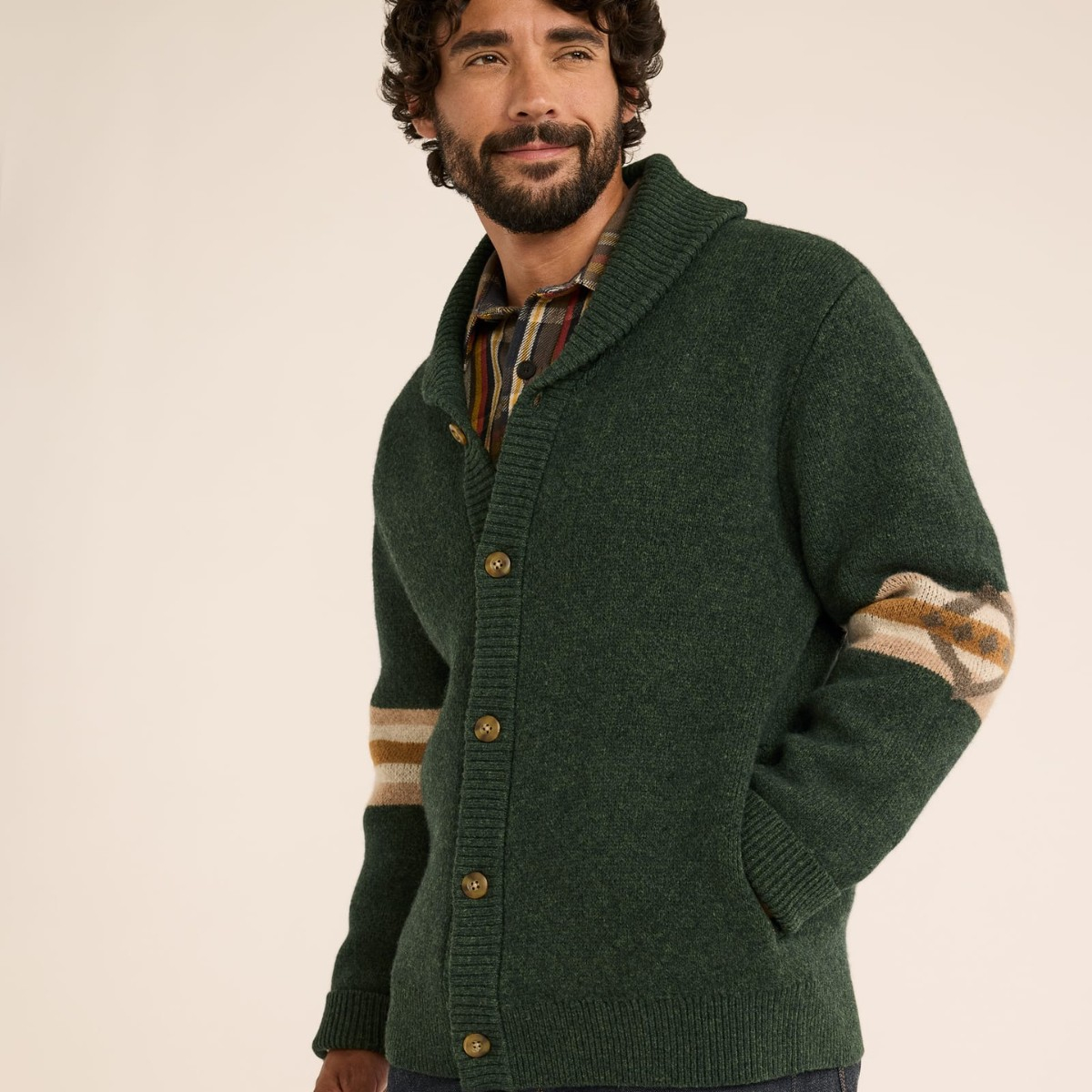 Pendleton Nehalem Lambswool Cardigan Forest Green, Super thick and warm.