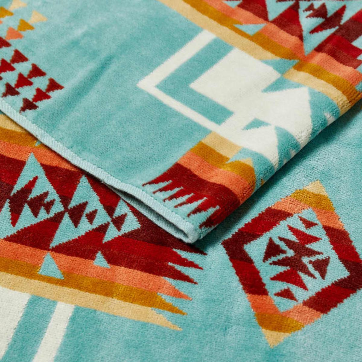 Pendleton Oversized Jacquard Spa Towel Chief Joseph Aqua, a luxury towel you'll love for the beach, hot tub or pool