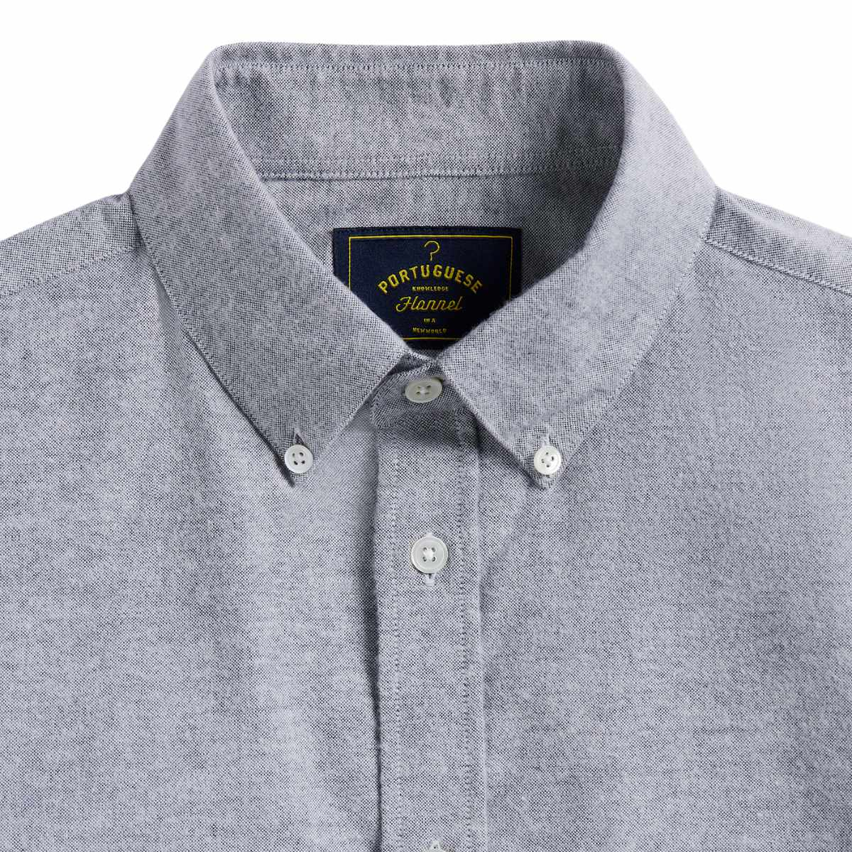 Portuguese Flannel Brushed Oxford Shirt Blue, made from soft brushed-fleece and cut for a comfortable fit