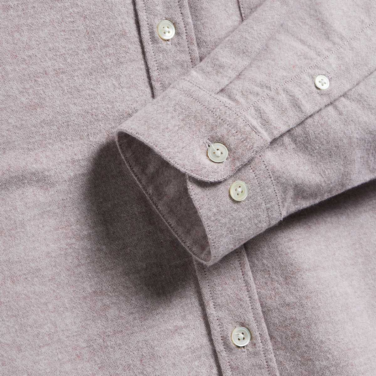 Portuguese Flannel Brushed Oxfort Shirt Bordeaux, made with the finest exclusive fabrics