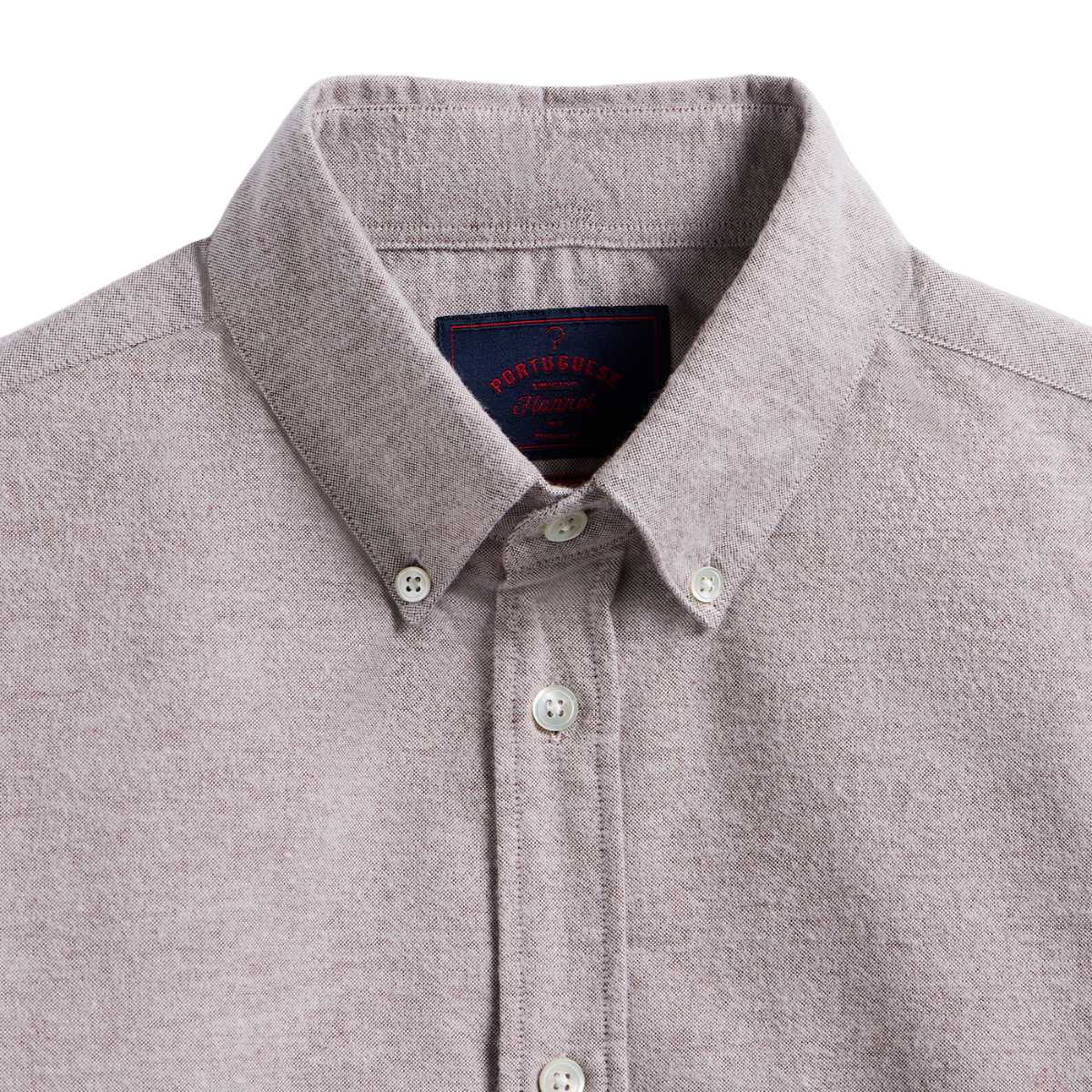 Portuguese Flannel Brushed Oxford Shirt Bordeaux, made from soft brushed-fleece and cut for a comfortable fit