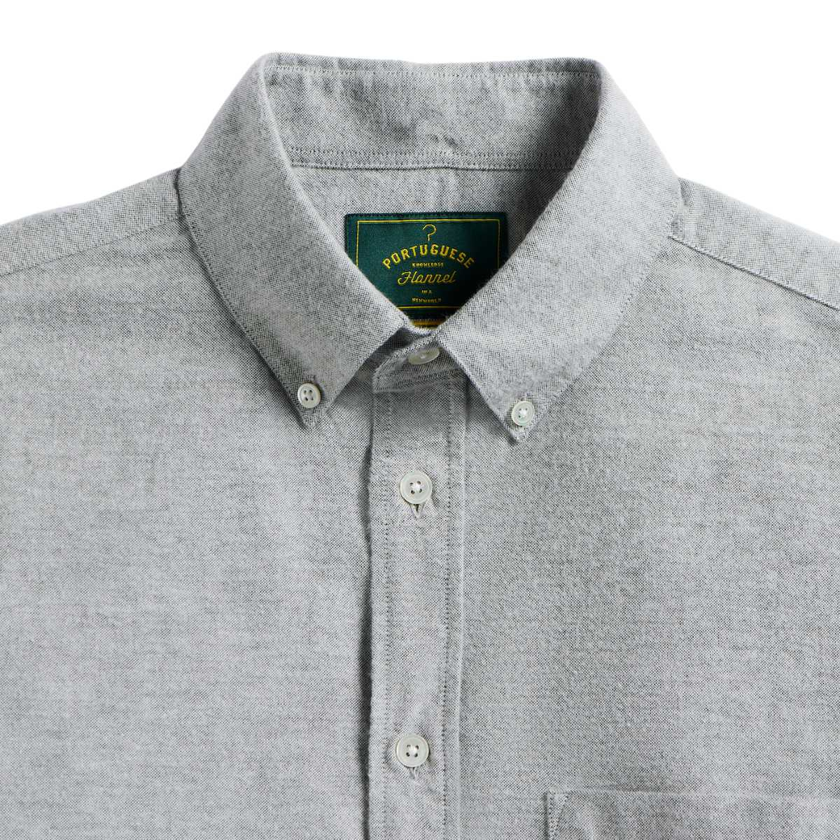 Portuguese Flannel Brushed Oxford Shirt Moss Green, made from soft brushed-fleece and cut for a comfortable fit