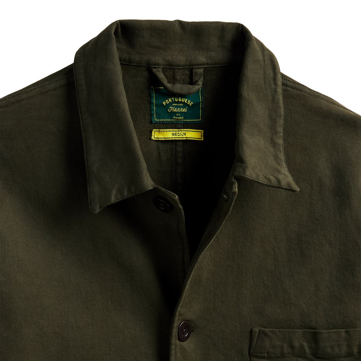 Portuguese Flannel Labura Jacket Olive, made from soft cotton and cut for a comfortable fit