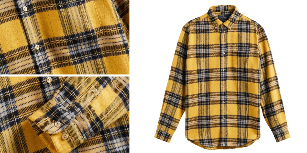 Portuguese Flannel Faru Shirt Yellow, manufactured by master craftsmen in the old towns of northern Portugal