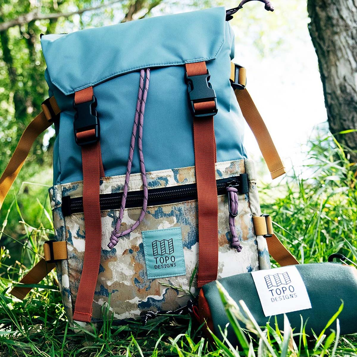 Topo Designs Rover Pack Classic Sea Pine/Blur Camo, durable, lightweight and water-resistant pack for daily use