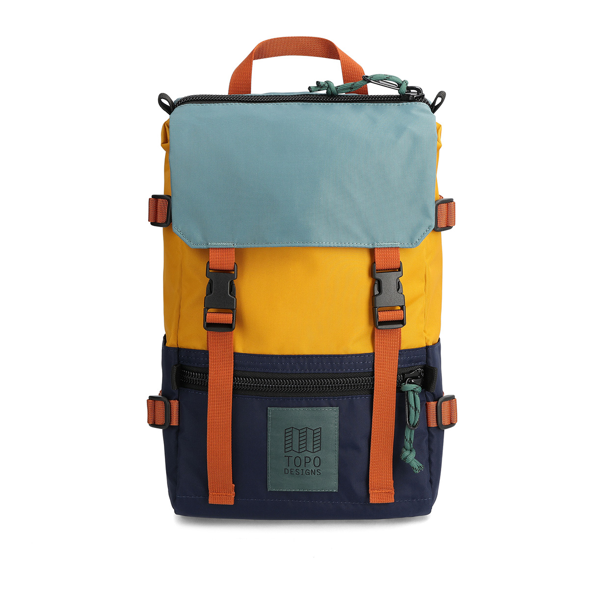 Topo Designs Rover Pack Mini Navy/Mustard, statement-making bag that’s the perfect size for errands around town or on the trail