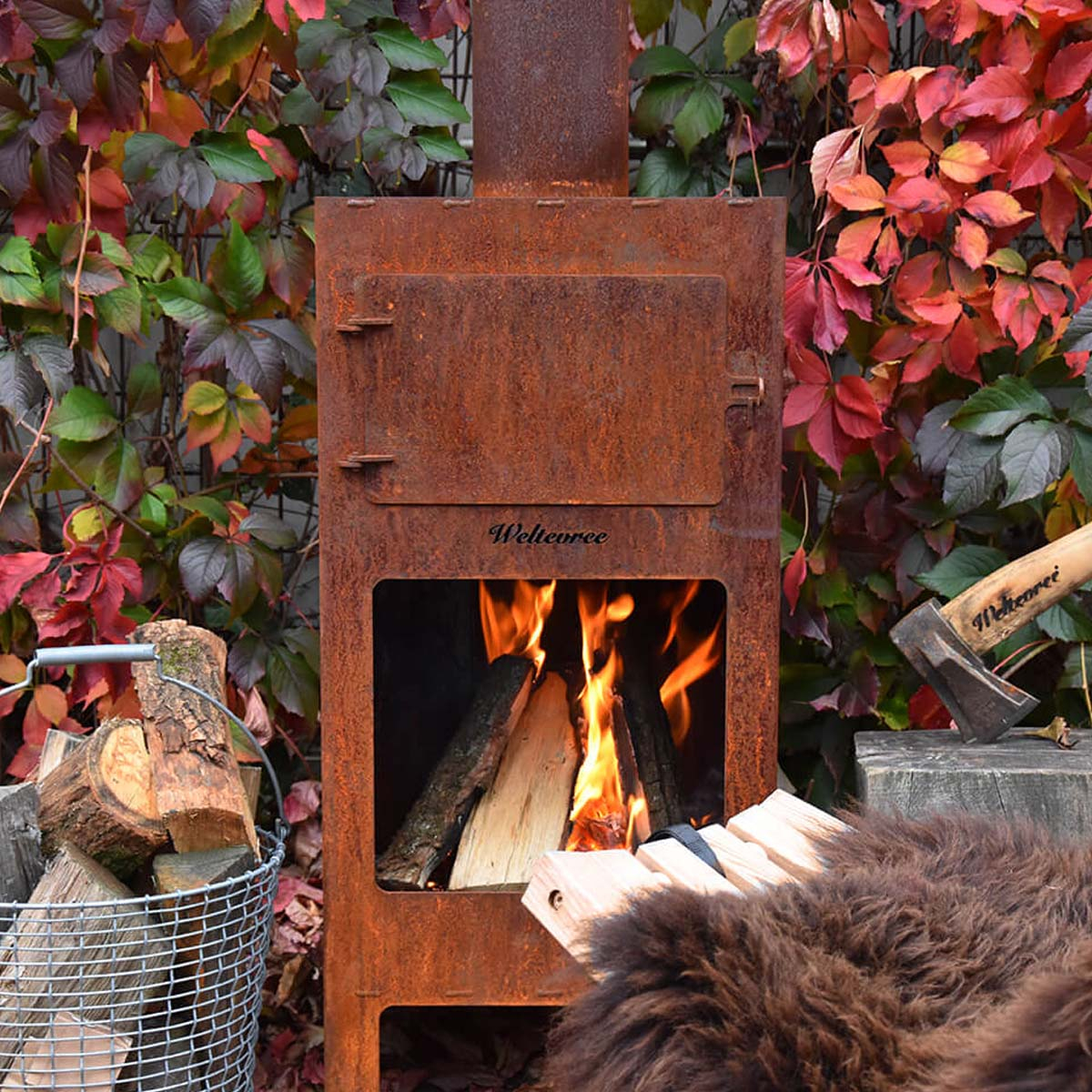 Weltevree Outdooroven beautifully-rusty, with Weltevree Fieldchair