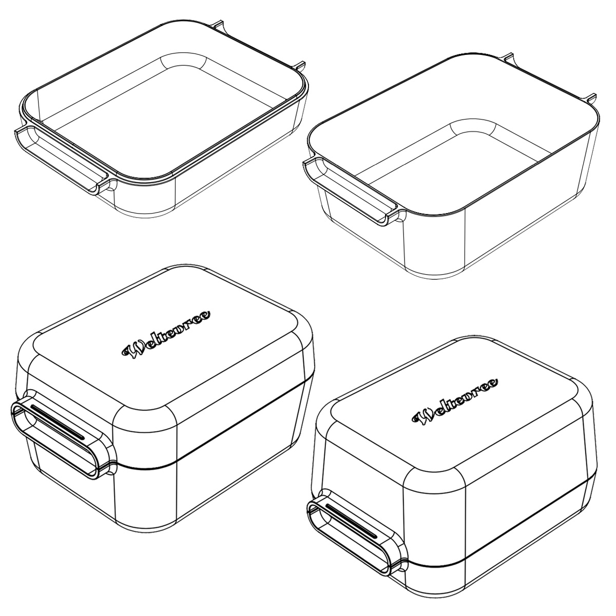 Weltevree Oven Dish, consists of two parts: a shallow dish and a deep dish, together function as a casserole dish